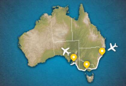 Carte Circuit La route des vins australiens